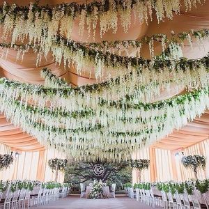 Rama de flor colgante de <span class=keywords><strong>Lila</strong></span> Artificial para interiores, decorativa para boda/hebras entrelazadas de frijol Artificial colgante fragante - Product Image 1