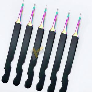 Pince à épiler d'extension de sourcils en acier inoxydable durable japonais de haute qualité Logo personnalisé noir mince droit pointu - Product Image 2