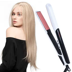 Private Label Hair Tools Straightening Irons Fast Warm-up Thermal Performance Tourmaline Ceramic Heating Plate Black Hair Straig