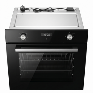 Cuisinière électrique à deux plaques avec four intégré en acier inoxydable, à convection/turbine, à économie d'énergie, avec minuterie mécanique - Product Image 6