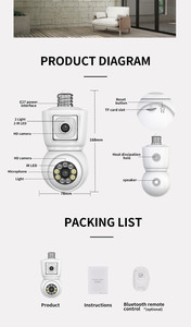 Icsee 3MP 6MP trong nhà Wifi bóng đèn Camera CCTV Ống kính kép 4MP Wifi Camera an ninh mạng IP ánh sáng Wifi PTZ bóng đèn Camera IP 6MP - Product Image 6