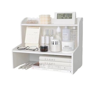 Double Layer <b>Desktop</b> <b>Shelf</b> 2 Tier Standing Type Office Organizer For Stationery Books Cosmetics Dormitory Office Use - Product Image 5