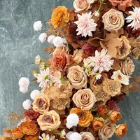 2m Luxe 5D Kunstmatige Oranje Caramel Herfst Bloemenloper voor Bruiloft Verjaardag Feest Tafeldecoratie