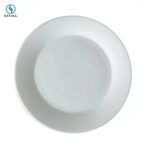 Savall HoReCa圆形白色印刷陶瓷瓷板高品质陶瓷一次性金瓷板用于酒店