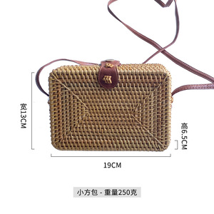 กระเป๋าหวายสานทำจากไม้ไผ่สานพร้อมสายหนัง PU ทำจากฟางชายหาดฤดูร้อน - Product Image 6