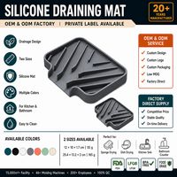 Tapis de séchage en silicone pour salle de bain avec support pour brosses à dents, antidérapant, drainant, facile à nettoyer, pour organiser le comptoir et l'évier