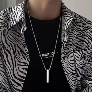 Chaude Classique Rectangle Pendentif Collier Hommes Maille <span class=keywords><strong>Gourmette</strong></span> En Acier Inoxydable Colliers Pour Hommes Bijoux Cadeau De Fête - Product Image 6