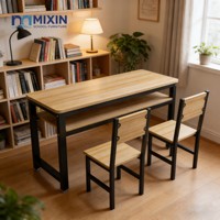 Bureau double en bois pour salle de classe avec deux chaises, hauteur fixe, table d'étude scolaire, mobilier scolaire indien très vendu, bureau 2 places