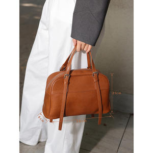 กระเป๋าโท้ทหนังวัวชั้นแรกสไตล์บอสตันพร้อมดีไซน์ย้อนยุคความจุขนาดใหญ่กระเป๋าถือหนังเรียบง่ายอเนกประสงค์สำหรับผู้หญิง - Product Image 6