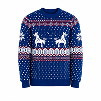 Pull en coton 100 % à manches longues et col rond imprimé Noël pour homme, respirant, anti-rétrécissement, séchage rapide – Collection Automne Hiver (Vente en gros)
