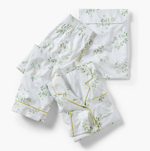Pyjama long en satin 100% coton personnalisé pour femmes, vêtements de nuit imprimés de fleurs, pyjama de luxe avec bordure contrastée pour femmes, ensemble de vêtements de <span class=keywords><strong>d</strong></span>étente - Product Image 1