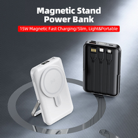 Batterie externe pour téléphone portable 10000 mAh avec 3 câbles intégrés, affichage numérique, type C, 10000 mAh avec support, chargeur sans fil magnétique