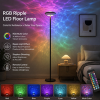 Lámpara de Pie RGB de Esquina que Ahorra Espacio, Efecto de Iluminación de Ondas de Agua, Luz Ambiental Inteligente Tuya para Sala de Estar y Estudio