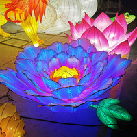 Lanternes chinoises en papier blanc, fleurs de lotus, en stock, pour l'extérieur