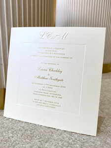 Invitations de mariage en relief, invitations de mariage de luxe en <span class=keywords><strong>champagne</strong></span>, monogramme en relief, feuille <span class=keywords><strong>d</strong></span>'<span class=keywords><strong>or</strong></span> - Product Image 1
