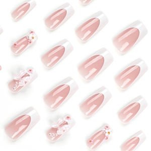 Venta al por mayor larga bailarina perla mariposa flor <span class=keywords><strong>uñas</strong></span> postizas cubierta completa <span class=keywords><strong>uñas</strong></span> artificiales Prensa en <span class=keywords><strong>uñas</strong></span> para mujeres 24PCs _ set - Product Image 4