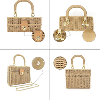 Nouveau fait à la main paille rotin pochette de luxe Style naturel décontracté fourre-tout chaîne décoration Durable été plage accessoire pour les femmes