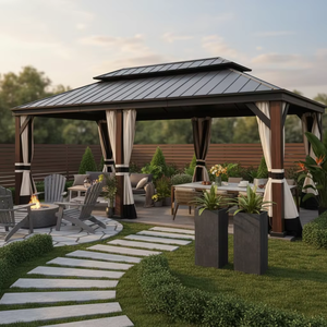 ศาลาโลหะกลางแจ้งขนาด 12x20 ฟุต สำหรับงานหนัก โครงสร้างอลูมิเนียม หลังคาเหล็กแบบระบายอากาศ พร้อมมุ้งกันยุง สำหรับสวนและงานปาร์ตี้ ขายส่ง - Product Image 1