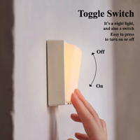 Lampe de nuit LED créative nordique jaune/blanche avec interrupteur à bascule, rechargeable, magnétique, à intensité variable, ambiance lumineuse