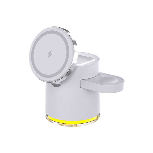 New Qi2 Certified Geometric Magnetic Wireless Charging 15W 4-in-1 Wireless Charger Holder with Lamp Power Bank Plastic Material