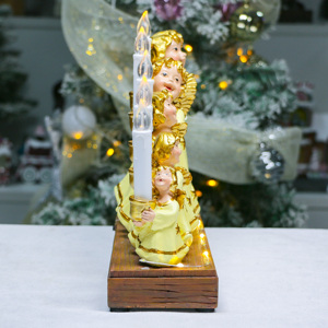 Statuetta <span class=keywords><strong>di</strong></span> Angelo Classica in Resina Gialla Opaca Personalizzata Joyland, Ornamento Natalizio con Illuminazione LED - Product Image 3