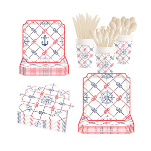 Juego de Vajilla Desechable Personalizado DAMAI con Diseño de Veleros para Fiesta de Cumpleaños - Product Image 1