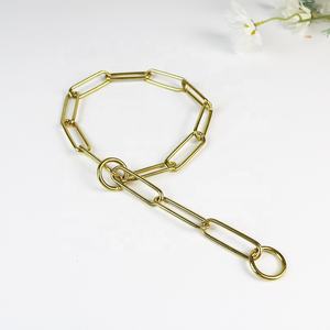 Collar de perro de entrenamiento duradero directo de fábrica, cadena de eslabones cubanos de cobre y latón, Collar de cadena de perro resistente, Color dorado para Control - Product Image 5