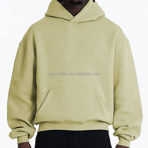 เสื้อฮู้ดสไตล์สตรีทผ้าคอตตอนมีฮู้ดสไตล์บ็อกซี่แบบเรียบกำหนดเองคุณภาพสูงมีฮู้ดผ้าคอตตอน100% เทอร์รี่ใส่ได้ทั้งชายและหญิง - Product Image 4