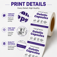 Étiquettes personnalisées pour bouteilles de compléments alimentaires, autocollants en rouleau BOPP blancs pour capsules et vitamines avec impression claire