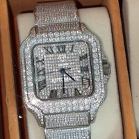 Montre de haute qualité en moissanite de qualité E VVS1, étanche, avec cristal saphir, cadran de 40 mm, montre sertie de diamants