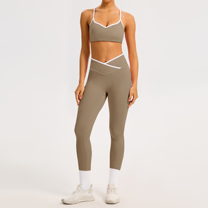 Ensemble de survêtement pour femme, style décontracté, extensible, personnalisable, avec logo plissé, contrôle du corps, motif camouflage, débardeurs, vêtements de sport, coupe-vent et pantalon - Product Image 6