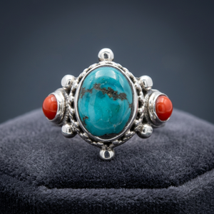 Elegant Sterling Silver Fine <b>Rings</b> with Turquoise Inlay Setting and Channel Setting Jewelry - Product Image 3