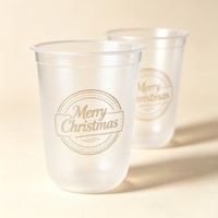 Gobelet jetable en plastique PP de 16 oz pour les fêtes et mariages, avec logo personnalisé, pour café, bubble tea, gobelet à café en forme de U, faible MOQ