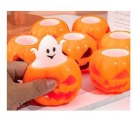 Jouets Squishy TPR Lumineux de Noël et d'Halloween, Petits et Amusants, en forme de Citrouille et de Fantôme, à Presser pour la Décompression
