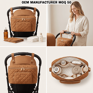 Custom Factory OEM Quilted Stroller Organizer <strong>Caddy</strong> Bag Universal Baby Diaper Stroller Bag <strong>Nappy</strong> Storage Bag for <strong>UK</strong> Modern Mom - Product Image 1