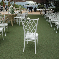 Offres Spéciales moins cher Durable Net Back White Chiavari Chaise en plastique pour fête de mariage en plein air