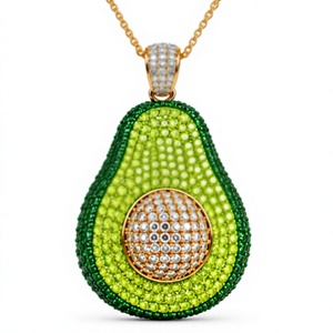 Colgante de Moissanita con Diseño de Aguacate de Dibujos Animados, Adorno para Bolso con Pedrería, Chapado en Oro Verde, Joyería, Regalo para Cumpleaños y Navidad - Product Image 1