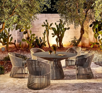 Ensemble de meubles de jardin en métal pour villa moderne minimaliste, table et chaises pour repas de loisirs en plein air