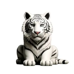 White Bengal Tiger Harz-Statue/Figurine/Skulptur, individuelle Polyresin-Tischplatte Tierengeschenk und Handwerk für Haus und Büro
