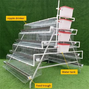 4 Tier 128 Layer Chicken Cages Poultry Farming Battery Price For 500/1000/3000 Chickens Farm