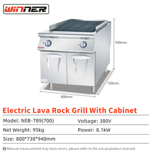 Parrilla comercial de roca volcánica, parrilla eléctrica con gabinete de acero inoxidable para restaurante - Product Image 2
