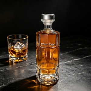 Bouteille en verre vide personnalisée transparente <span class=keywords><strong>de</strong></span> 500 ml et 700 ml pour spiritueux, liqueurs, whisky, brandy avec bouchon - Product Image 2