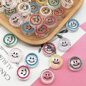 Cuentas Acrílicas Transparentes <span class=keywords><strong>de</strong></span> 19 mm con Orificio Grande, Forma Redonda Plana, Diseño <span class=keywords><strong>de</strong></span> Cara Feliz - Product Image 5