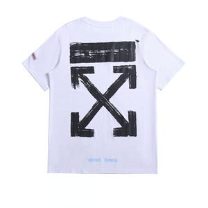 En stock: Camiseta de manga corta unisex Offwhale con espalda hueca y diseño de flecha pintada, corte oversize, 100% algodón, 180g, envío directo. - Product Image 1