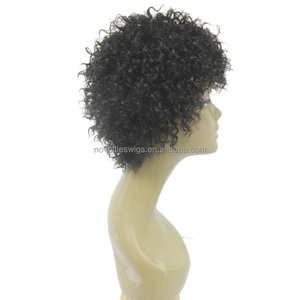 Nouveautés Perruque Cheveux Humains Sans Colle Courte Bob Afro Crépu Bouclé Coupe Pixie Jerry Curls pour Femmes Noires - Product Image 3