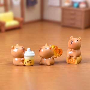 Figurine miniature de capybara, style dessert mignon, accessoire de décoration pour maison de poupée DIY - Ornement de bureau miniature - Product Image 4