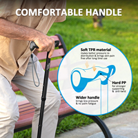HEALTHBAZAAR Canne pliante réglable en aluminium pour personnes âgées - Bâton de marche pour la mobilité, capacité de charge de 158 kg/300 lb, hauteur de 145 à 195 cm