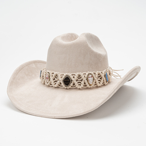 Sombrero de Vaquero Bohemio Vintage de Ala Ancha para Hombre y Mujer, con Banda Tejida a Mano, para Fiestas, Festivales, Uso Diario Informal - Product Image 1