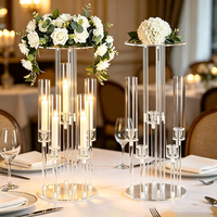 Candélabre de mariage en acrylique transparent, grand porte-bougie avec plateau à fleurs, décoration de table pour réception de mariage, dîner