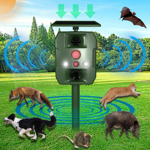 Ahuyentador de Aves y Animales con Energía Solar, Ultrasónico de Alta Potencia, Repelente de Ratones y Serpientes, IP66 Impermeable, Alerta de Voz LED para Perros/Gatos - Product Image 1